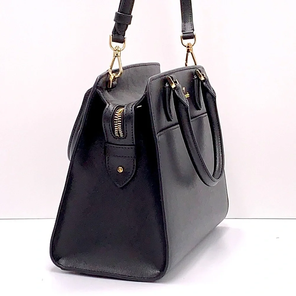 KATE SPADE Madison Saffiano Leather Medium Satchel BLACK COLOR